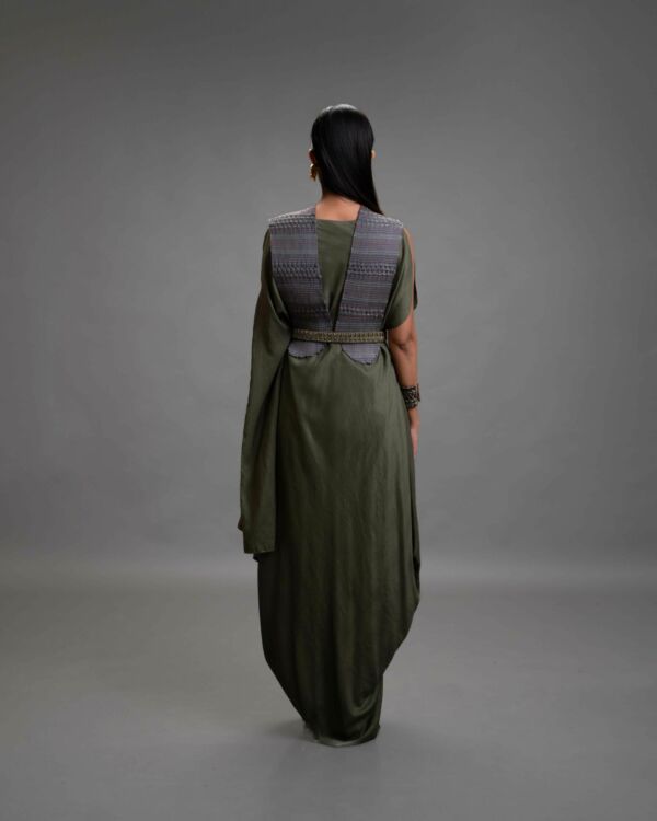 Draped Dress With Bib Top