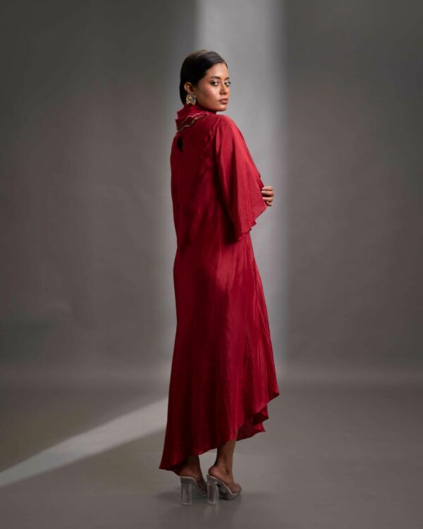 Silk Dress With Embroidered Scarf