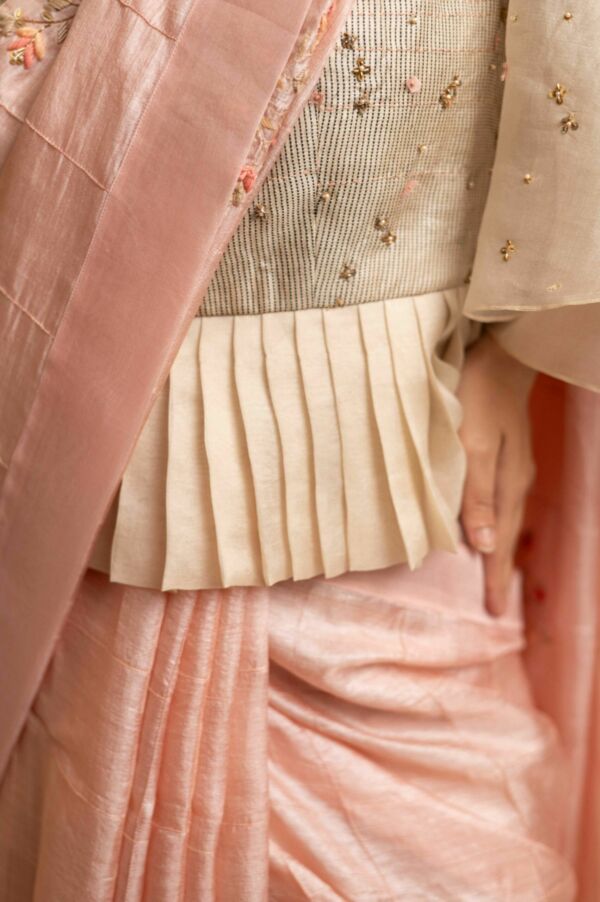 Textured Tussar Silk Saree Set