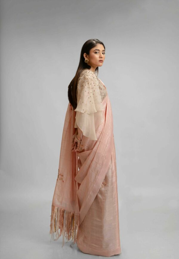 Textured Tussar Silk Saree Set