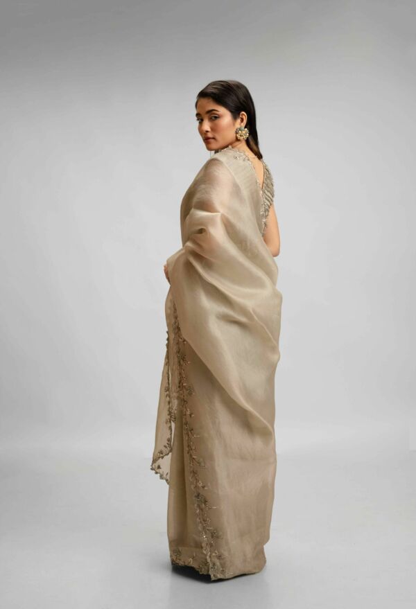 Silk Organza Saree With Fringe Blouse