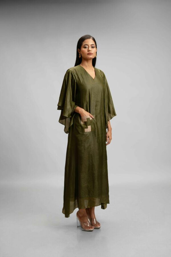 Silk Dress With Patchwork Pocket