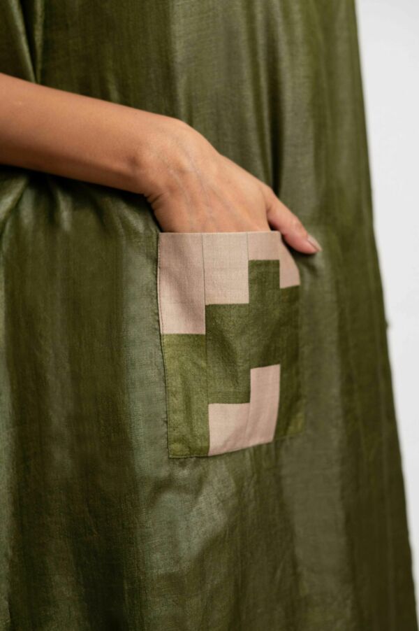 Silk Dress With Patchwork Pocket