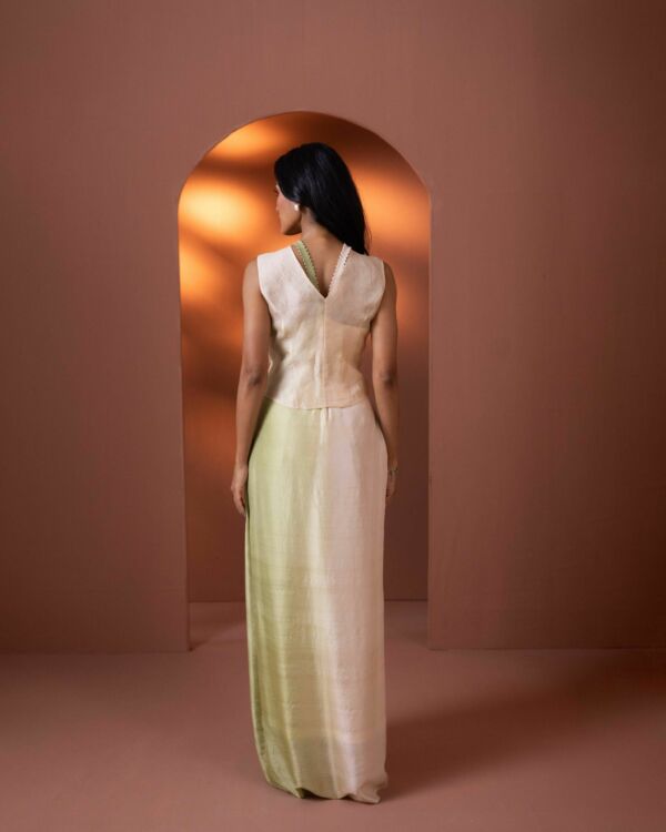 Silk Ombre Dress And Waistcoat  Set