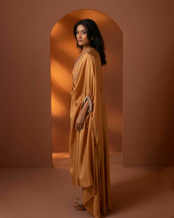 Silk Dress And Draped Jacket Set
