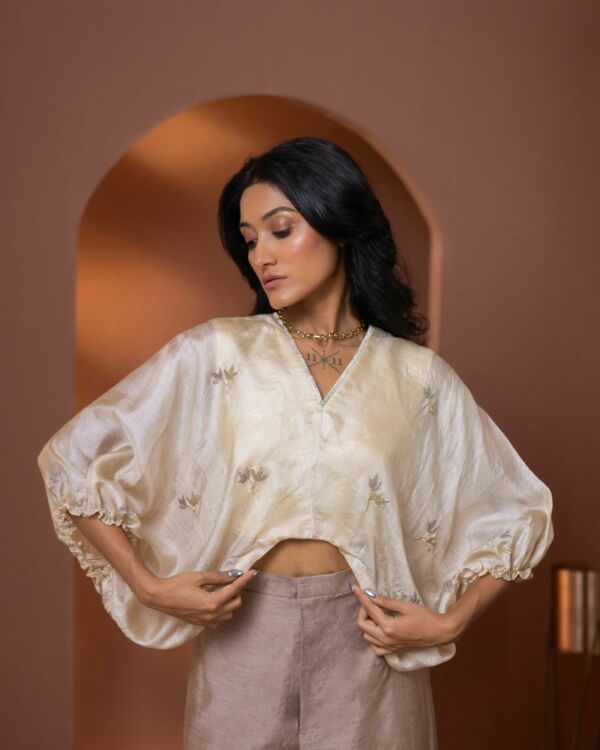 Tussar Silk Embrodered Top Set