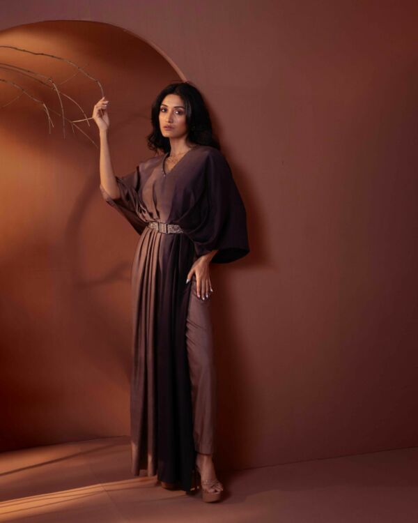 Silk Ombre Cape Set With Belt