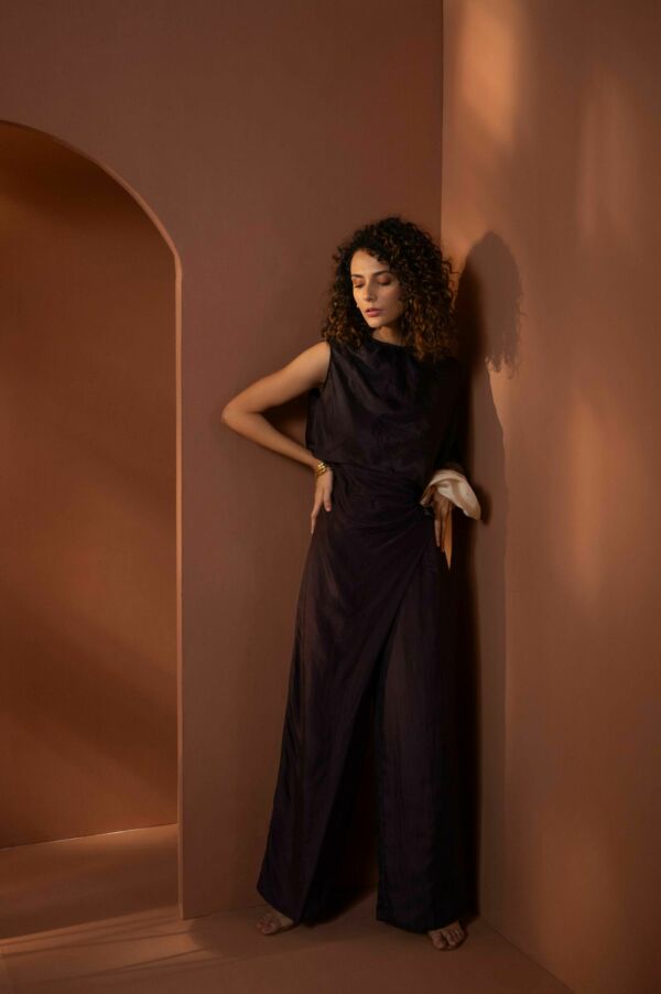 Ombre Silk Cape Jumpsuit Set