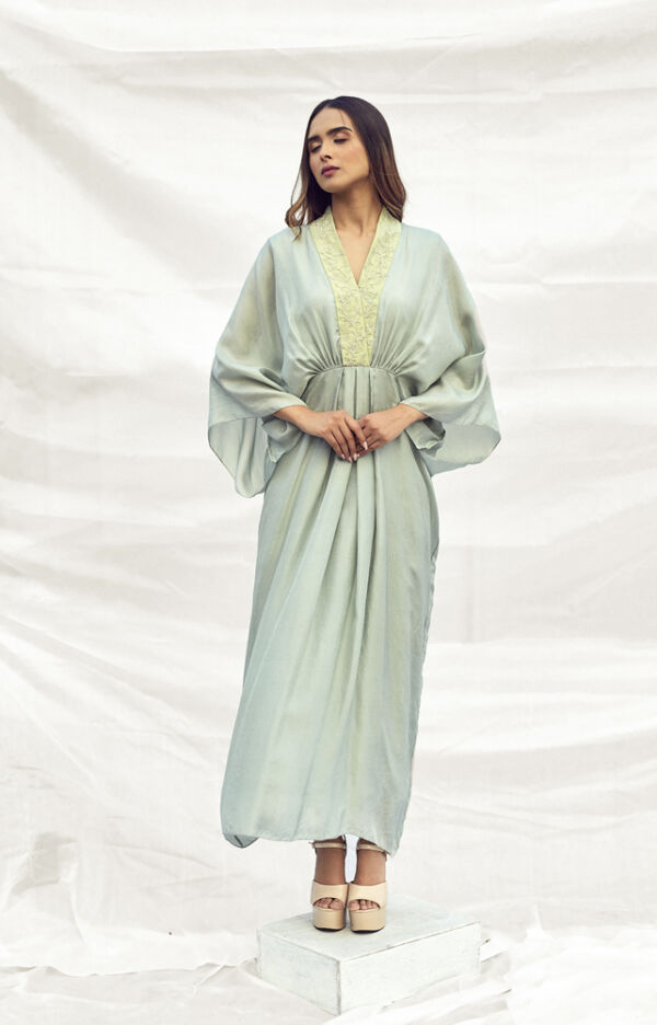 Silk Dress With Embroidered Collar