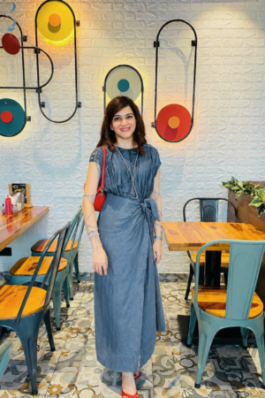 Pleated Tussar Silk and Linen Dress