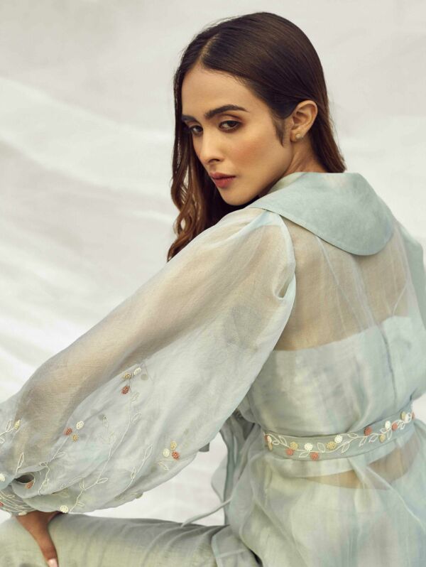 Silk Hand Embroidred Wrap Jacket Set