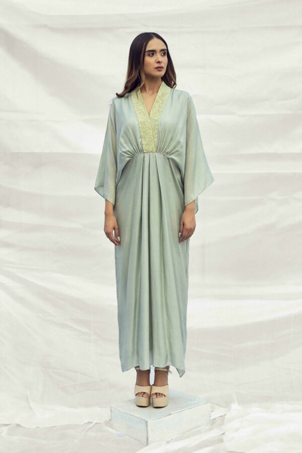 Silk Dress With Embroidered Collar