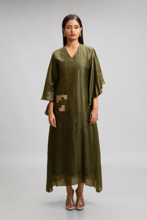 Silk Dress With Patchwork Pocket