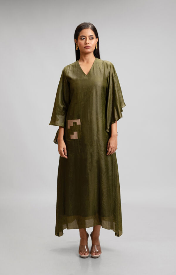 Silk Dress With Patchwork Pocket