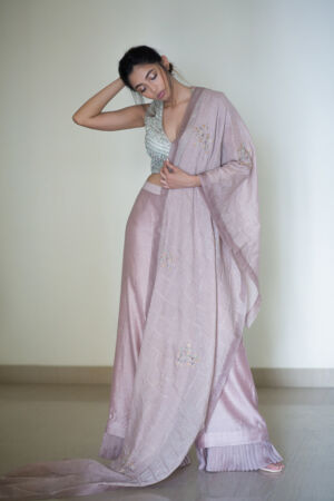Fringe Blouse And Embroidered Dupatta Set