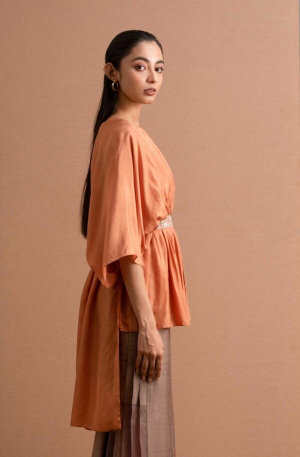 Draped Silk Hand Embroidered Top