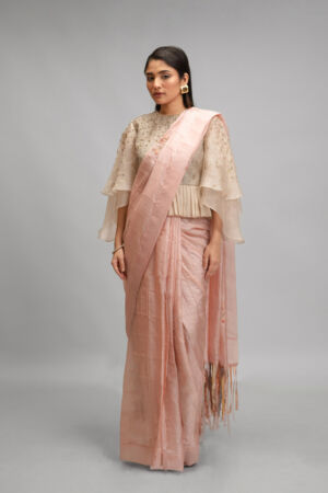 Textured Tussar Silk Saree Set