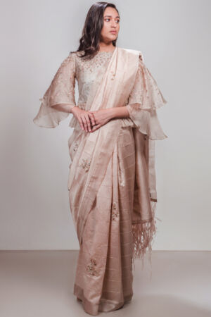 Silk chanderi embroidered saree set