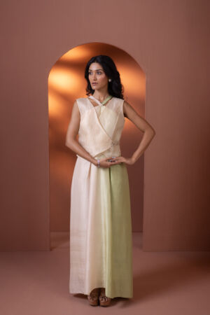 Silk Ombre Dress And Waistcoat  Set