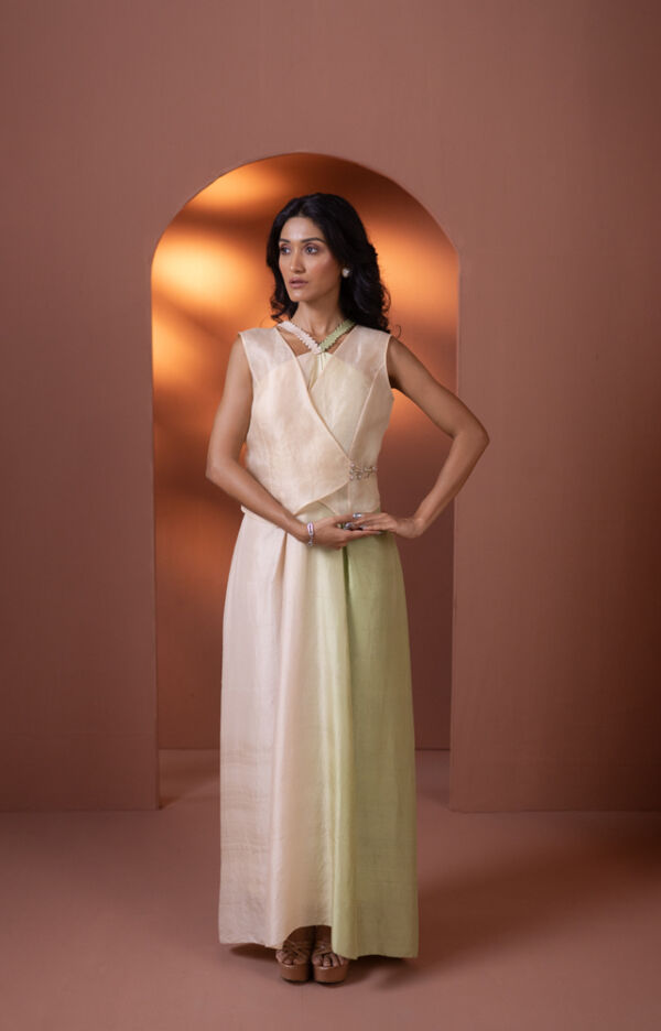 Silk Ombre Dress And Waistcoat  Set