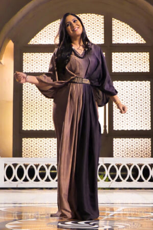 Silk Ombre Cape Set With Belt