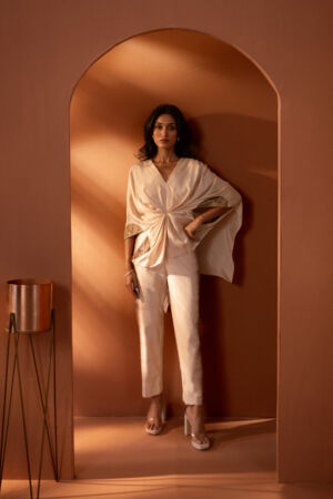 Silk Draped Top Set