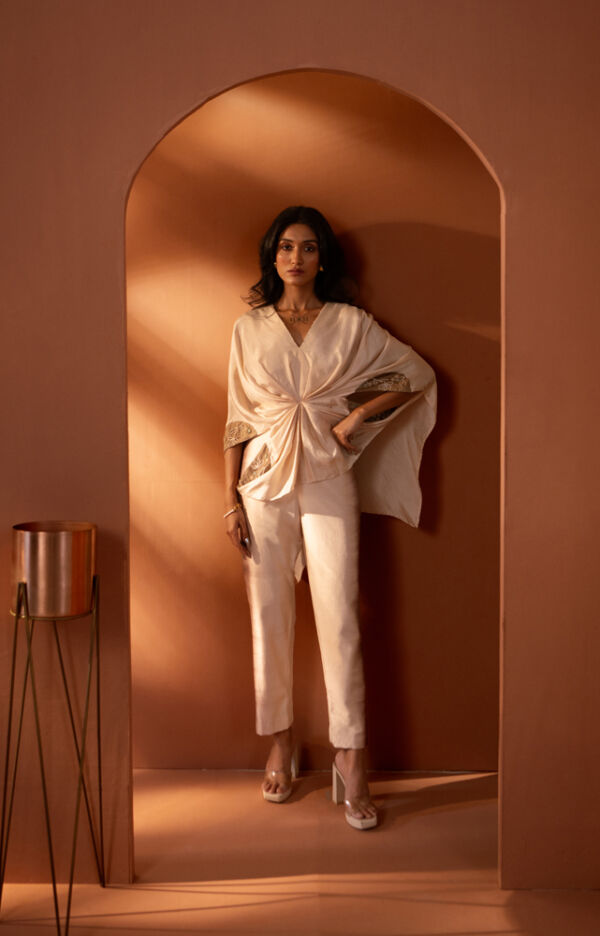 Silk Draped Top Set