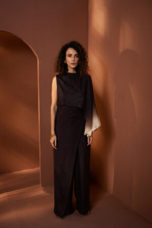 Ombre Silk Cape Jumpsuit Set