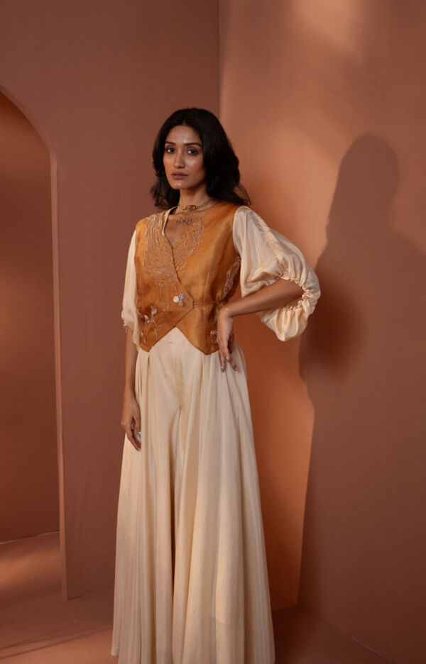 Silk Organza Detailed Waistcoat Set