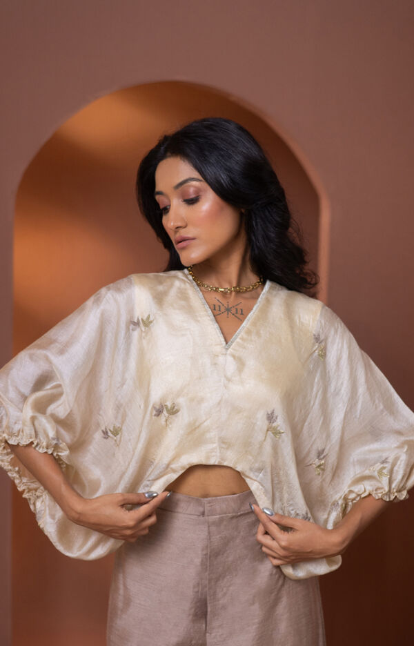 Tussar Silk Embrodered Top
