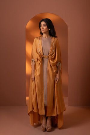 Silk Dress And Draped Jacket Set