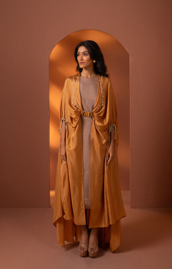 Silk Dress And Draped Jacket Set