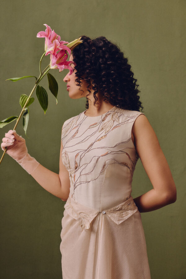 Ivory Silk Dress With Wrap Skirt