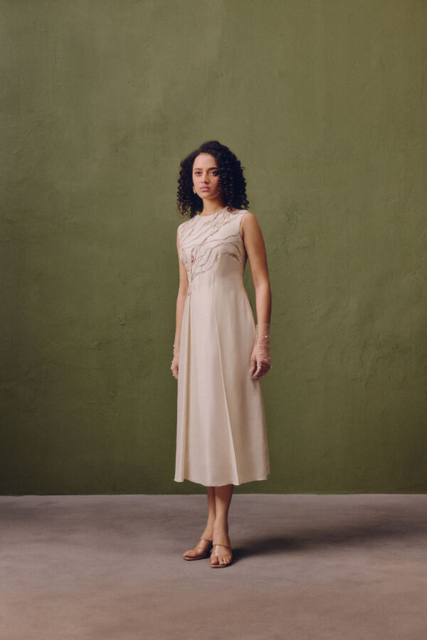 Ivory Silk Dress With Wrap Skirt