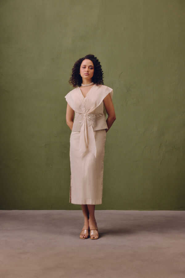 Silk Dress With Handcrafted Waist Detail