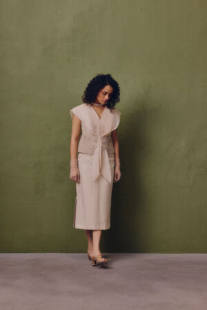 Silk Dress With Handcrafted Waist Detail