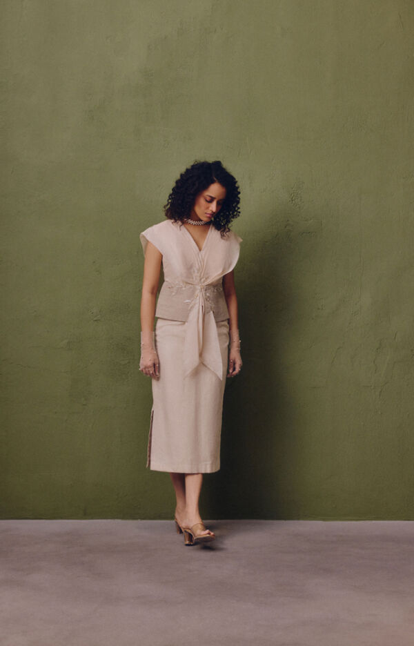 Silk Dress With Handcrafted Waist Detail