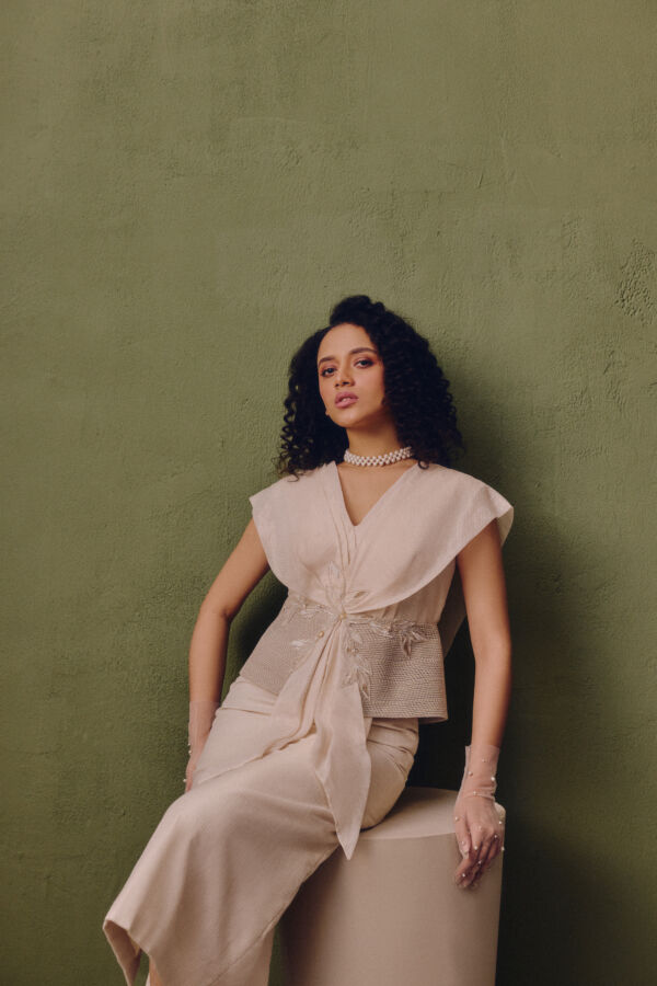 Silk Dress With Handcrafted Waist Detail