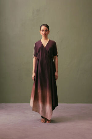 Silk Ombré Wrap Dress With Zip Detail