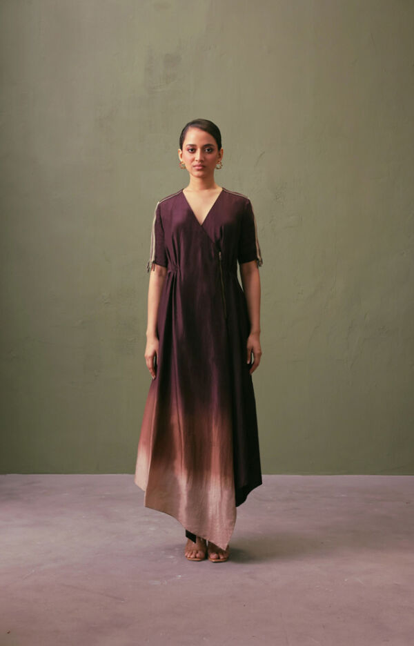 Silk Ombré Wrap Dress With Zip Detail