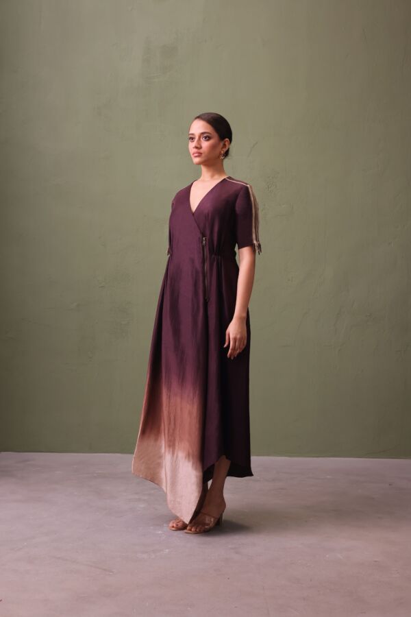 Silk Ombré Wrap Dress With Zip Detail