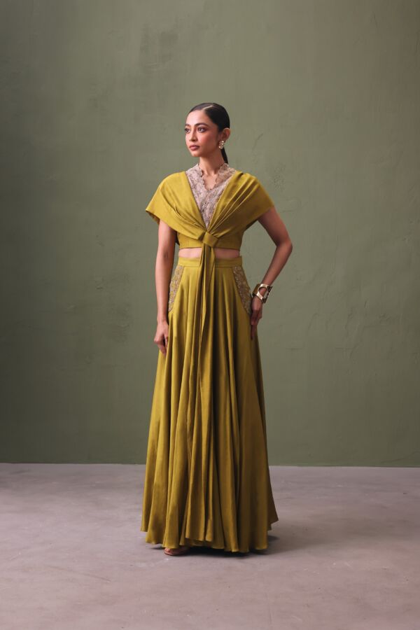 Silk Cape and Lehenga Set