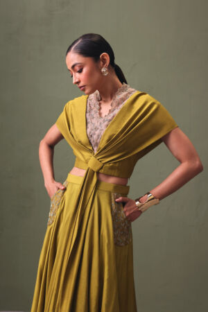 Silk Cape and Lehenga Set