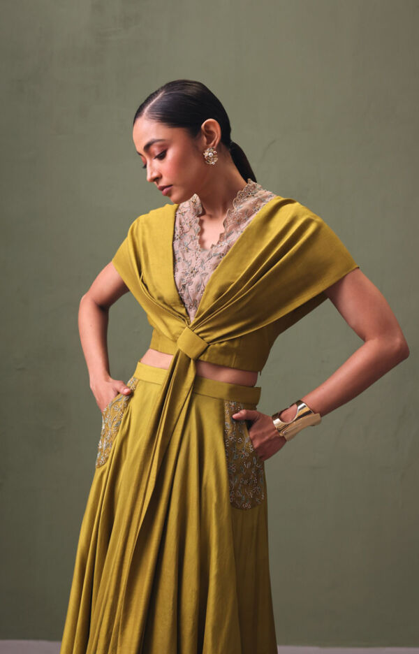 Silk Cape and Lehenga Set