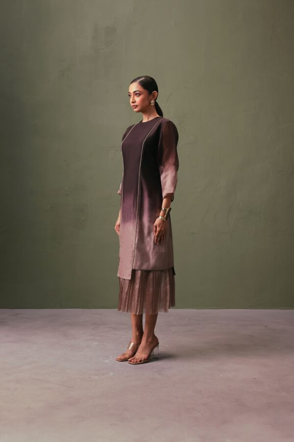 Silk Ombré Dress With Organza Hem