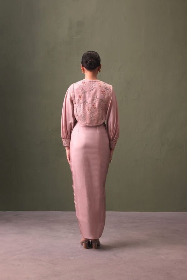 Pink Bib Jacket And Skirt Set
