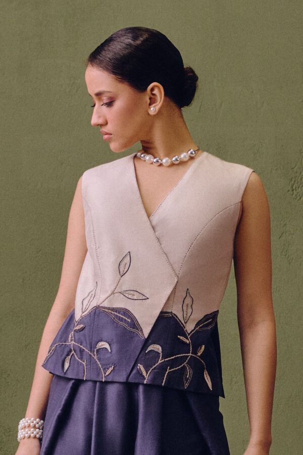 Silk Colour block Waistcoat Set