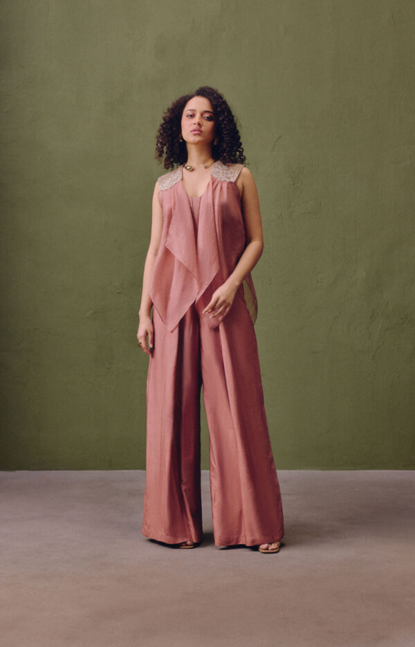 Pink Jumpsuit With Shrug