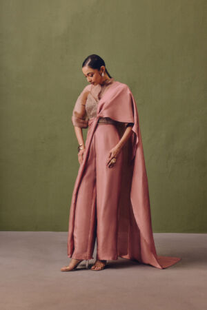 Pink Pant Saree Set