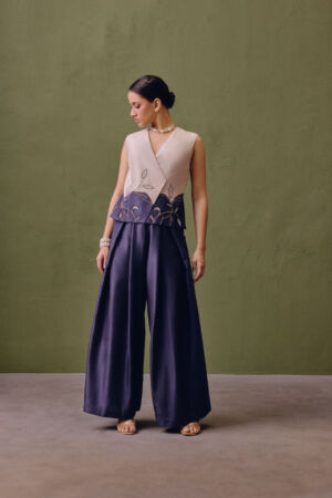 Silk Colour block Waistcoat Set
